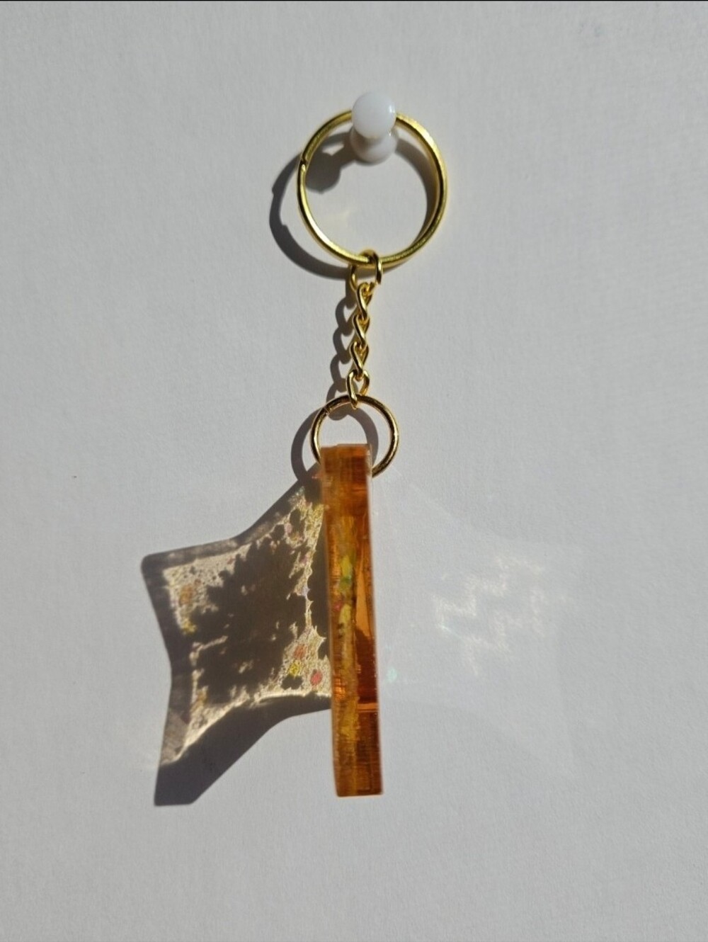 Handmade Aquarius Zodiac Sign Gold Resin Keychain - Picture 2 of 4